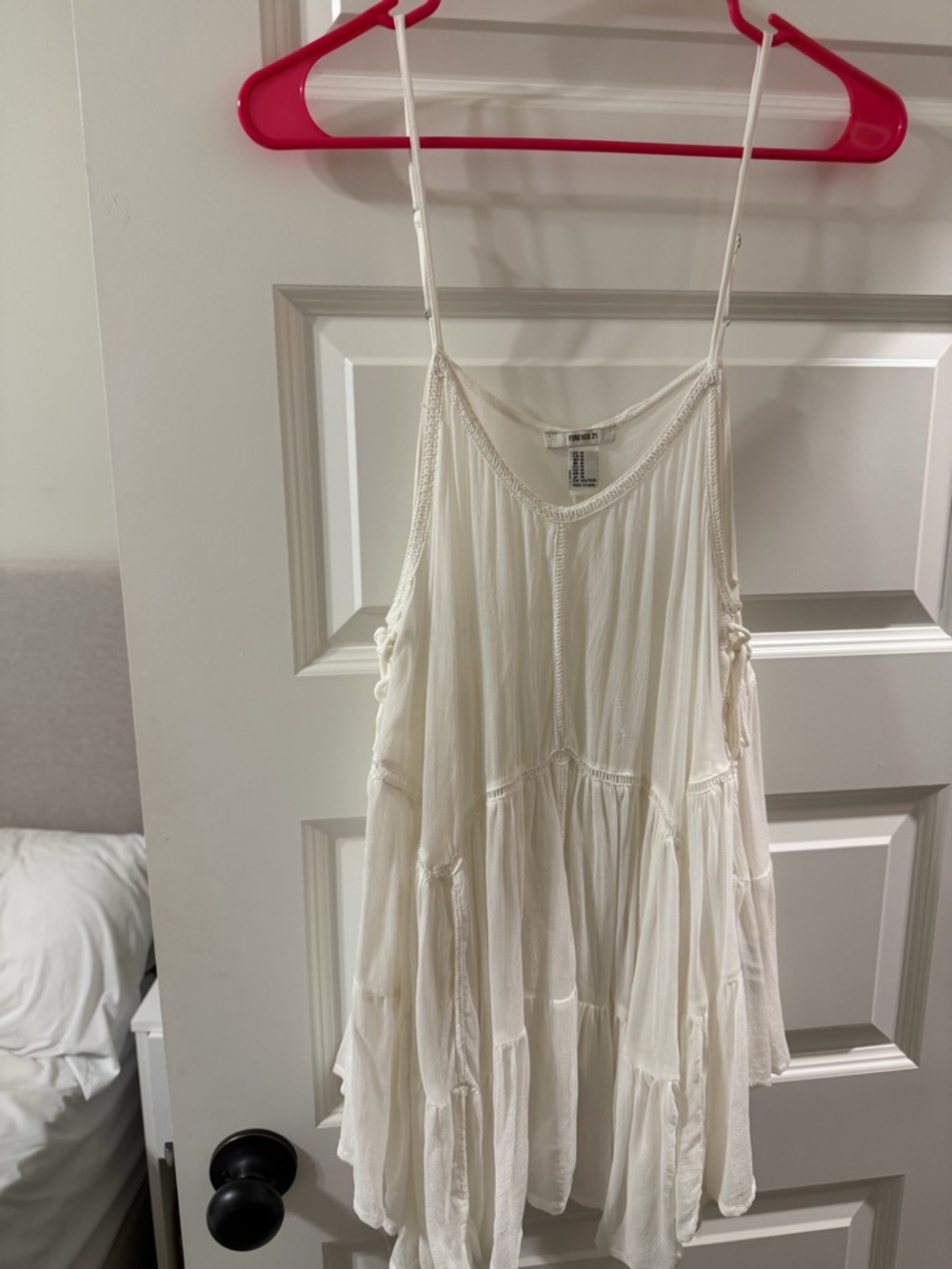 Flowy White Sheer Tiered Spaghetti Strap Tunic